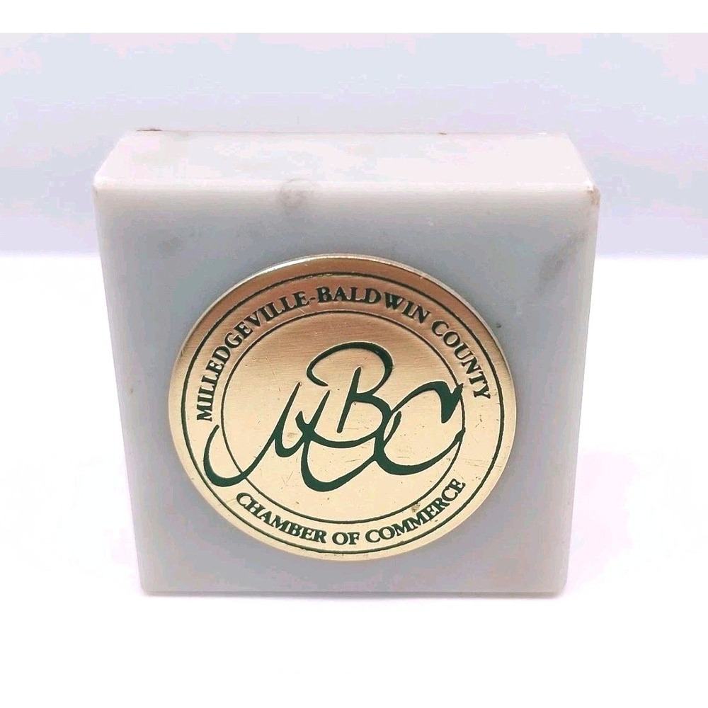 MARBLE PAPER WEIGHT 2"X2" Milledgeville Baldwin Chamber‎ Of Commerce MBC